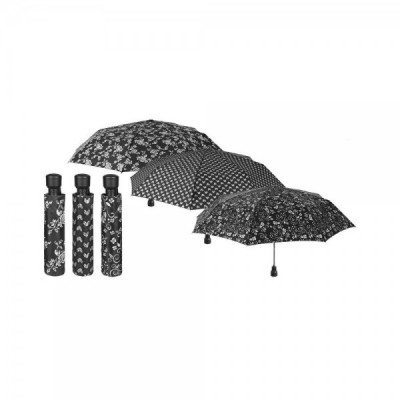 Paraguas plegable automatico blanco y negro surtido 54cm