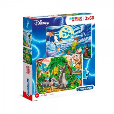 Puzzle Maxi Peter Pan y Libro de la Selva Disney 2x60pzs