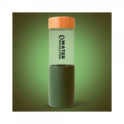 Botella Verde Vidrio Silicona Water Revolution 660ml