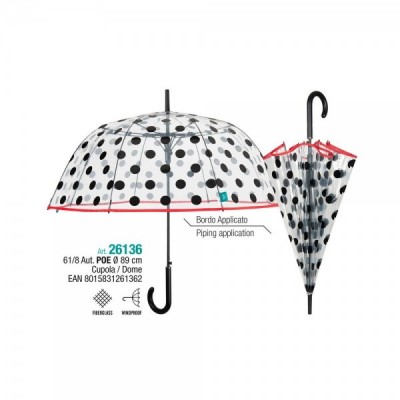 Paraguas automatico transparente Topos 61cm
