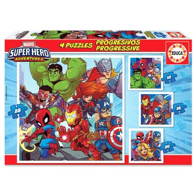 Puzzle Super Heroe Adventures Marvel 12-16-20-25pz