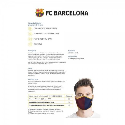 Mascarilla reutilizable Fields F.C. Barcelona adulto