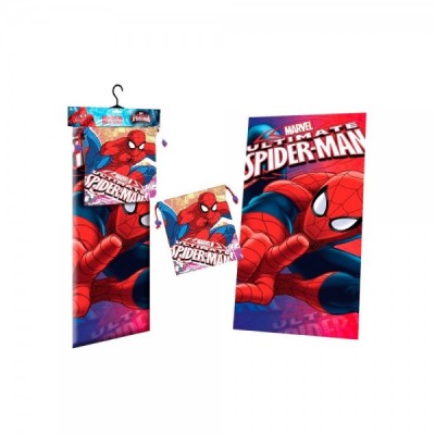Toalla microfibra + saco merienda Spiderman Marvel Face