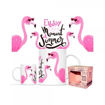 Taza Enjoy Every Moment Of Summer Flamingo Full Print