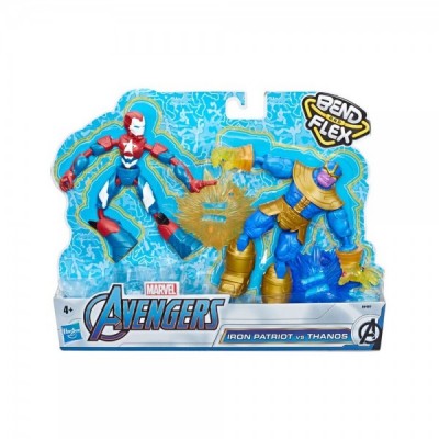 Set 2 figuras Bend and Flex Iron Patriot vs Thanos Vengadores Avengers Marvel 15cm